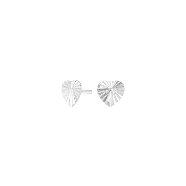 Rhod. sølvørestikker hjerte plissé, fra Siersbøl