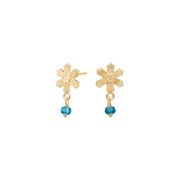 Forgyldt sølv ørestikker aqua blomst BRODERIE52, fra Nordahl