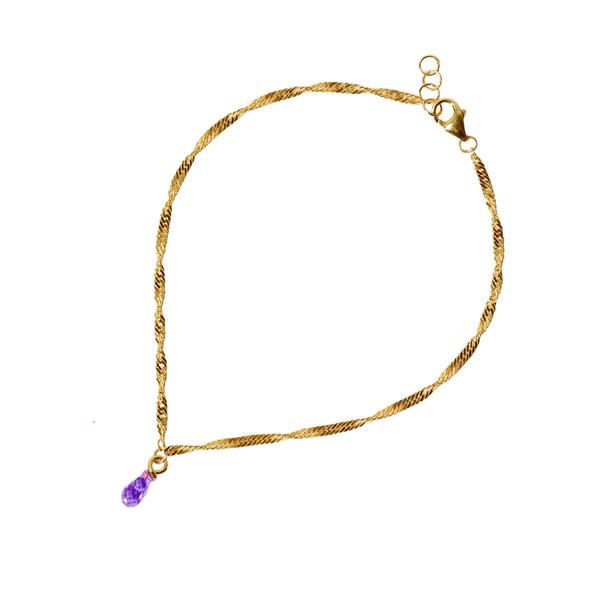 18kt armbånd med Facetteret Ametyst 20+1cm, fra San - Links of Joy