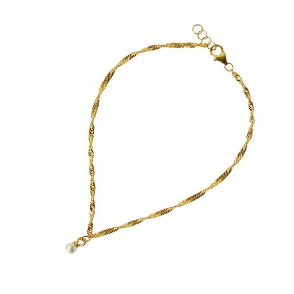 18kt armbånd med Ferskvandsperle 18+1cm, fra San - Links of Joy