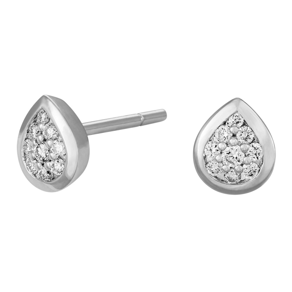 14kt. hvg.guld ørestik dråbe 0,155 ct w/si, fra Siersbøl