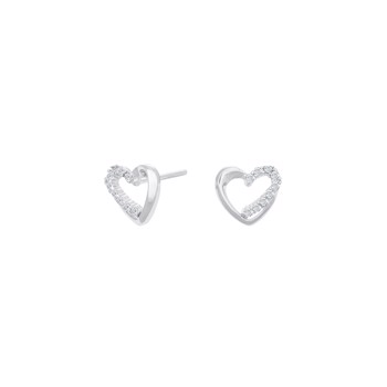 Rhodineret  sølv øreringe hjerte 8mm , fra Siersbøl