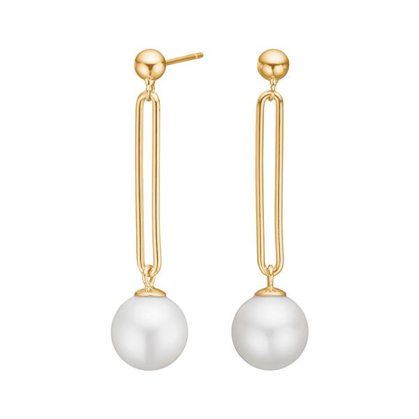 Forgyldt sølv ørehængere PEARLY52, fra Nordahl