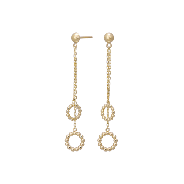 8kt. guldørehænger kæde m/2 cirkler, fra Siersbøl