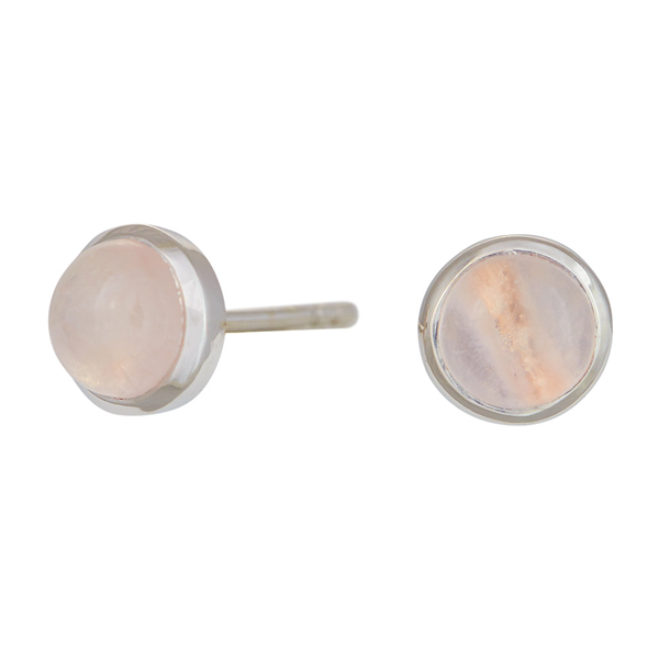 Rhd. sølv ørestikker SWEETS52 rosa quartz 7mm , fra Nordahl