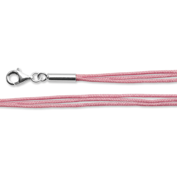 Bomuldsbånd pink  Sterling sølv lås, 45cm + 5cm