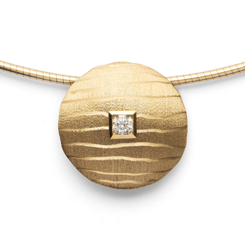 18 kt Vedhæng mat/børstet, br. 0,06ct W-SI