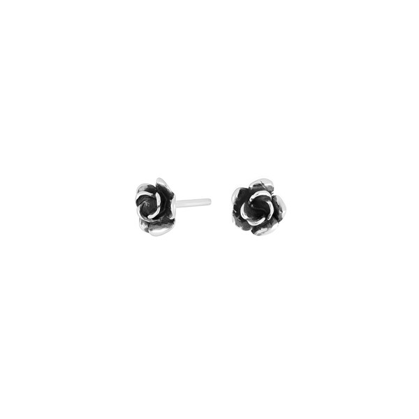 Rhod. sølvørestikker m/ox. rose 6mm, fra Siersbøl
