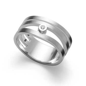 Sterling sølv Ring mat, brillant 0,02ct W-SI