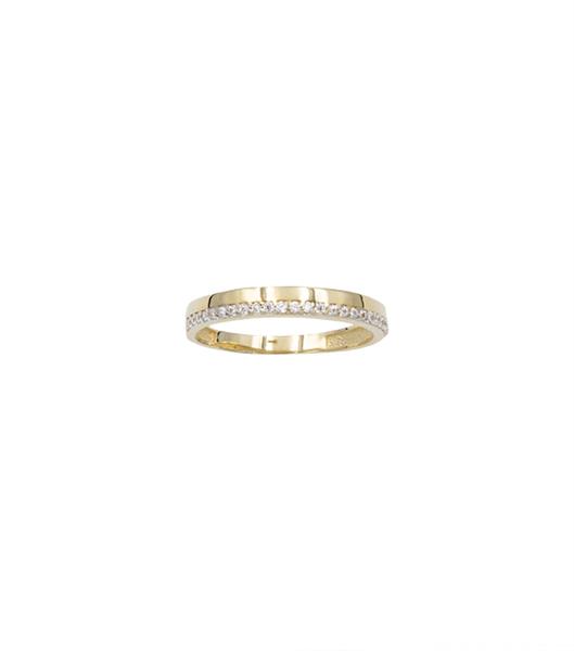 Ring 8 karat guld bølger med zirkonia, fra L&G