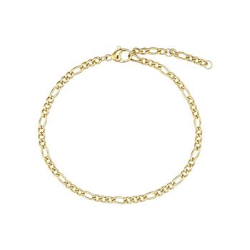 Figaro ankelkæde med 14K guldbelægning, veksler mellem korte og lange led, elegant design.