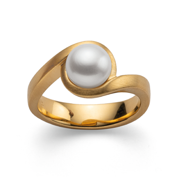 925/- Ring, mat fg, hvid kulturperle 3.52ct, fra Bastian Inverun