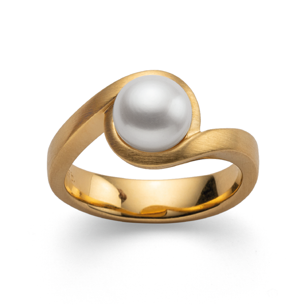 925/- Ring, mat fg, hvid kulturperle 3.52ct, fra Bastian Inverun