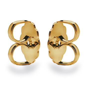 Sterling sølv Ørestikker takket, stor 10 mm forgyldt blank 1par