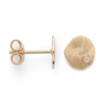 18 kt Stud øreringe mat/børstet, br 0.02ct W-SI