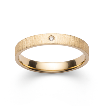 18 kt Ring mat/børstet, brillant 0,02ct W-SI