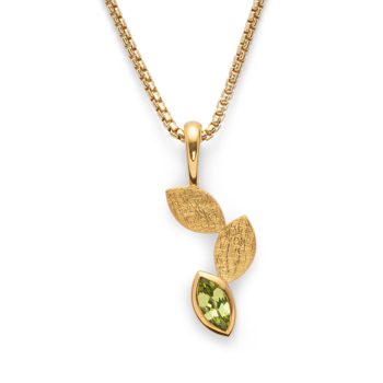 Sterling sølv Vedhæng, forgyldt børstet/blank, peridot 0,58