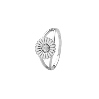 Sølv ring m/10mm marguerit hvid, fra aagaard