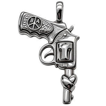 Stål vedhæng med pistol
