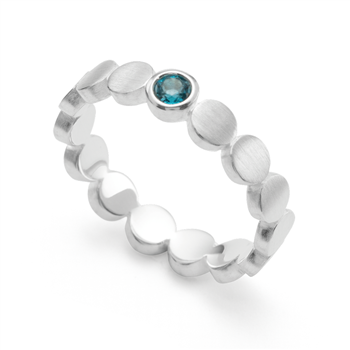 Sterling sølv Ring mat/blank, blå topas 0,14ct