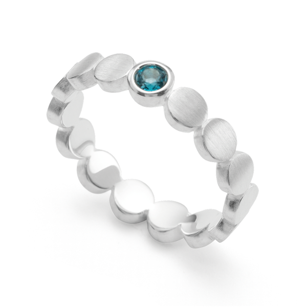 Sterling sølv Ring mat/blank, blå topas 0,14ct