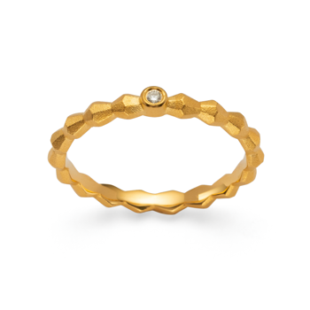 Sterling sølv ring, forgyldt mat., brillant 0,02ct W-SI