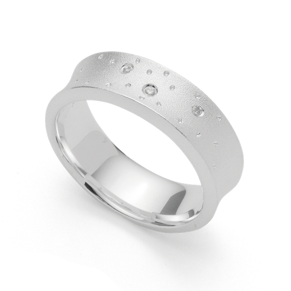 925/- ring, rho. sandblæst br 0,02ct W-SI, fra Bastian Inverun