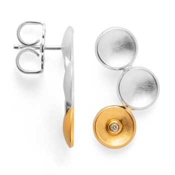 Sterling sølv Ørestikker, delvis forgyldt børstet/blank 0.02ct