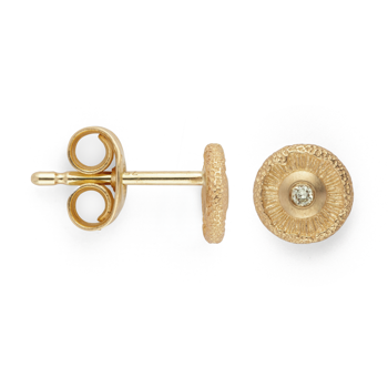 18 kt ørehænger mat/teksturerede, 0.02ct