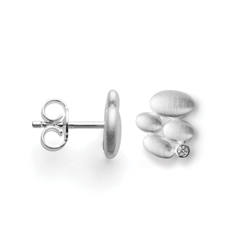 925/- øreringe, rhd, mat,dia. 0,02ct W-SI, fra Bastian Inverun