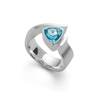 925/-ring, rhd, mat, blå topaz 2,43ct, fra Bastian Inverun