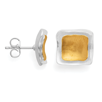 925/-øreringe, rhodium-pl., delvis fg., mat, fra Bastian Inverun