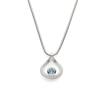 925/-vedhæng, rhodium-pl., mat, blå topaz 0,36ct, fra Bastian Inverun