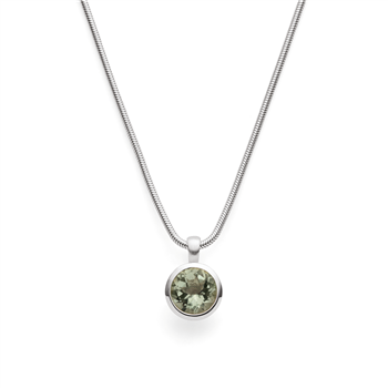 925/vedhæng,rh.-pl.,mat/pol.,amethyst grøn 3,1ct, fra Bastian Inverun