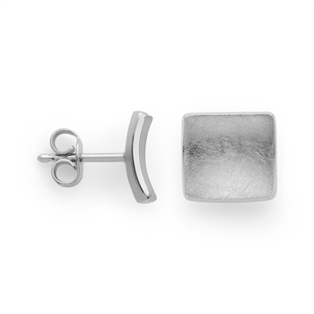 925/- øreringe, rh.-pl., børstet,/pol., 8mm, fra Bastian Inverun