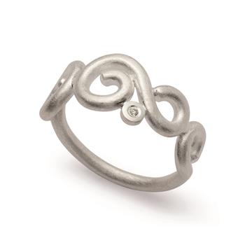 925/-Ring,rho.,mat/pol., Dia. 0,015ct W-SI, fra Bastian Inverun