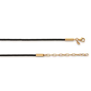 Nylon bånd sort, 925 /rund anker fg, 50 + 5cm, 2mm, fra Bastian Inverun