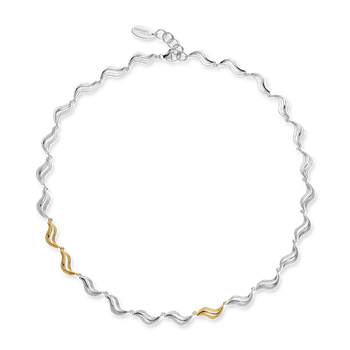 925/-collier, delvist forgyldt, mat/pol, 45+ 3 cm, fra Bastian Inverun