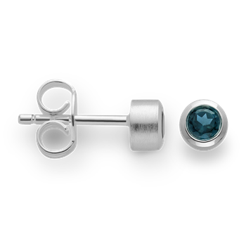 925-ørestikker, rh, mat, topaz londonblue0,26ct, fra Bastian Inverun