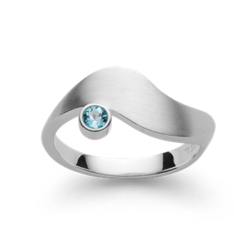 925/- ring, satin mat, blå topas 0,13ct, fra Bastian Inverun