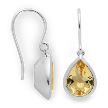 925/- øreringe, poleret, champagnekvarts 5,34ct, fra Bastian Inverun