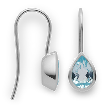 925/- øreringe, poleret, blå topas 2,22ct, fra Bastian Inverun