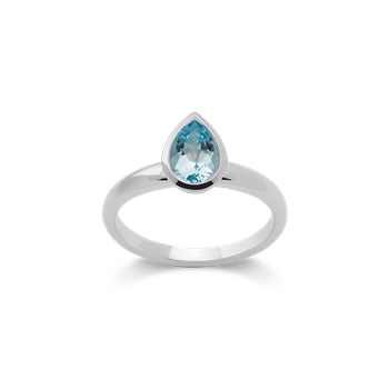 925/- ring, rh, poleret, blå topas 1,12 karat, fra Bastian Inverun