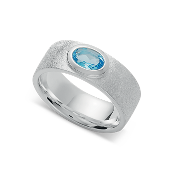 925 sterling sølv Rhodineret Ring blå topas 0,54 ct mat/poleret, fra Bastian Inverun