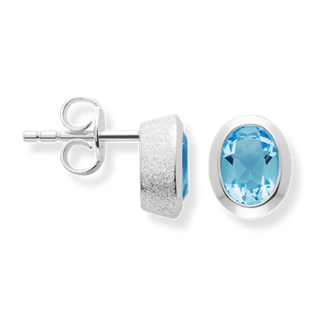 925 sterling sølv Rhodineret ørestikker blå topas 1,26 ct. Mat/poleret, fra Bastian Inverun