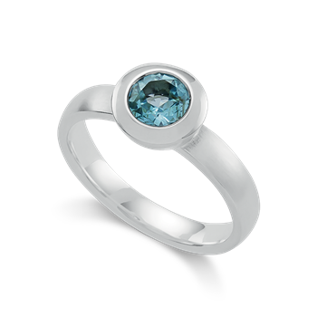 925 sterling sølv Rhodineret Ring blå topas 0,92 ct mat/poleret, fra Bastian Inverun