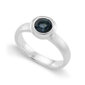 925 sterling sølv Rhodineret Ring blå topas 0,89 ct mat/poleret, fra Bastian Inverun