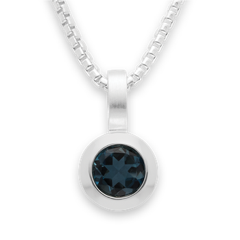 925 sterling sølv Rhodineret Vedhæng blå topas 0,83 ct. Mat/poleret, fra Bastian Inverun