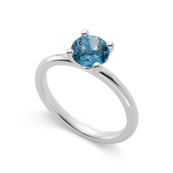 925 sterling sølv Rhodineret Ring blå topas 1,49 ct poleret, fra Bastian Inverun