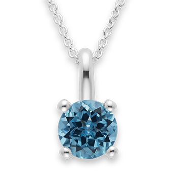 925 sterling sølv Rhodineret Vedhæng blå topas 1,47 ct. Poleret, fra Bastian Inverun